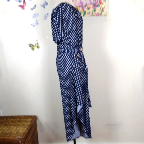 MSK Navy Blue and white polka dot jumpsuit with asymmetrical legs - Picture 12 of 14